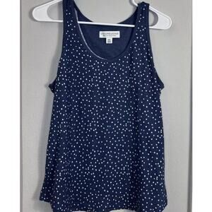 Ladies Size Medium Sweater Tank Pajama Shirt Live Love Lounge Top Blue Polka Dot